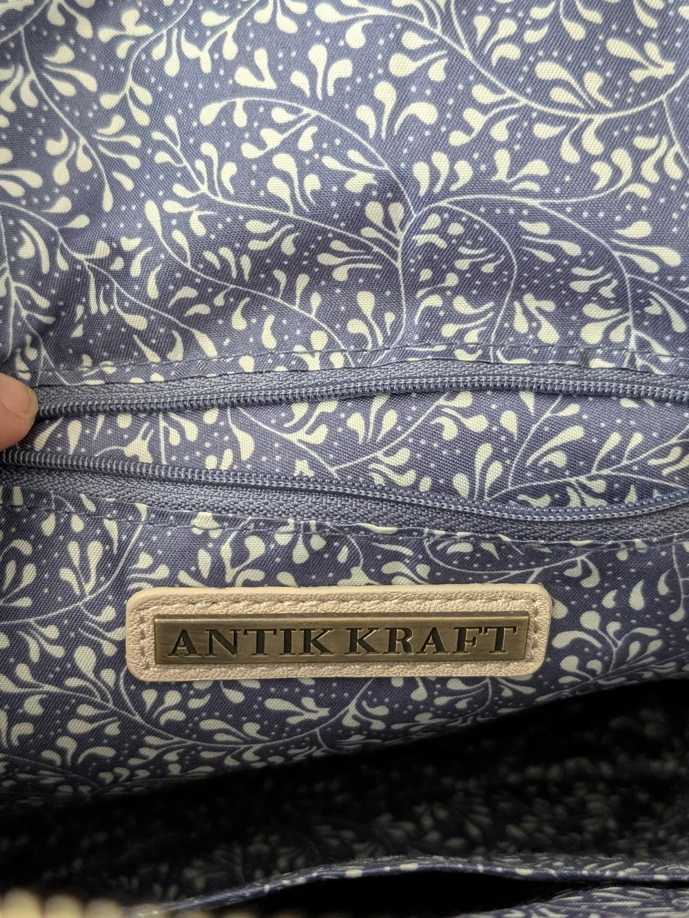 Antik Kraft Beige Small Backpack Purse Zip Closure Floral Lined Pockets